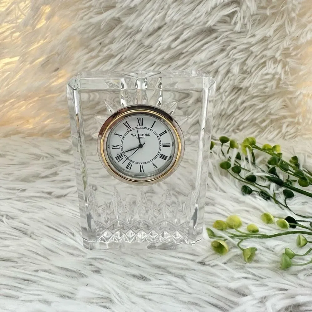 Waterford Crystal‎ Lismore Small Clock Cut Glass Bedside Desk Decor Untested